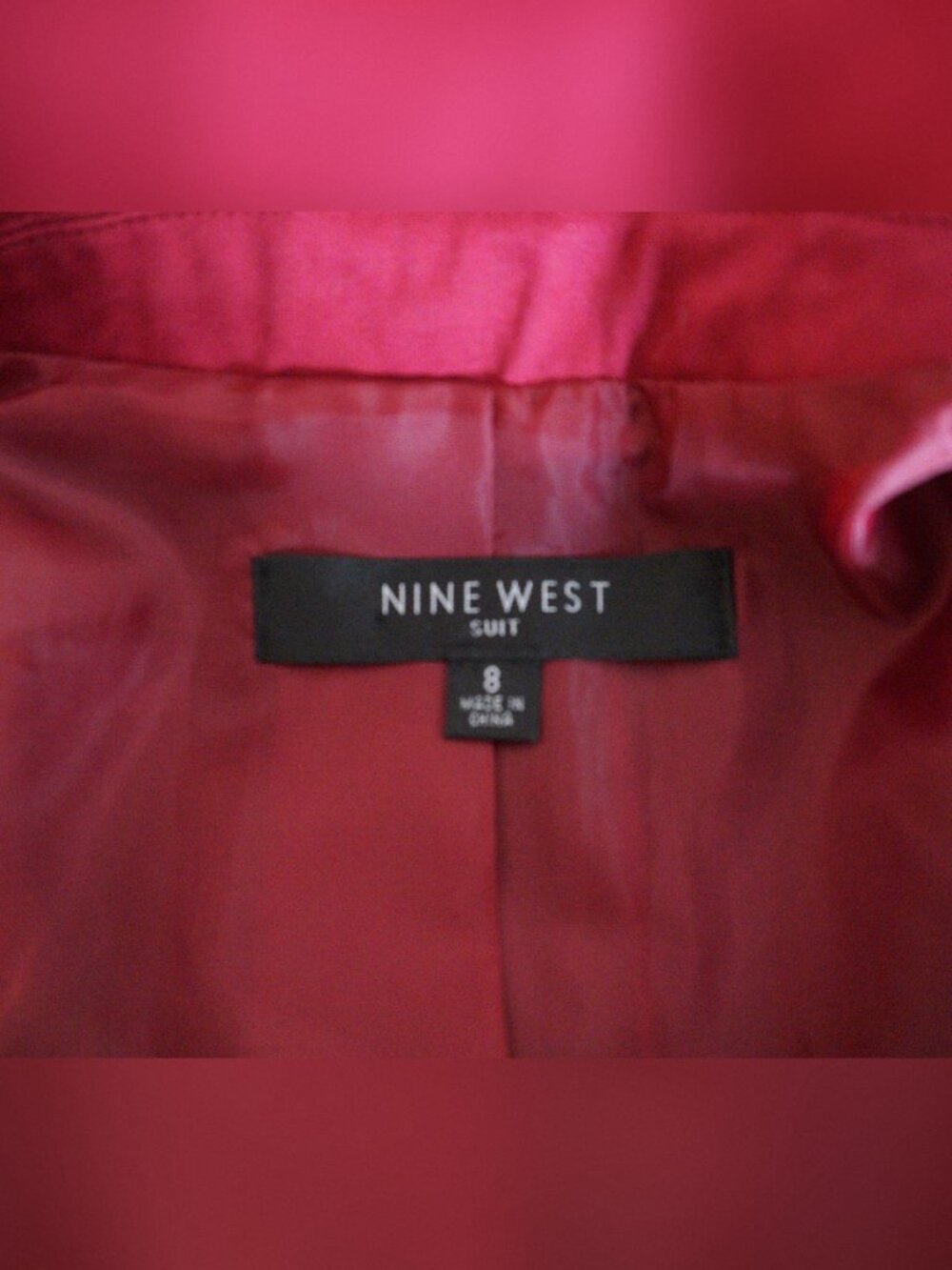 Nine West Suit Pink Magenta Single Button Peplum Blazer Jacket - Size 8 - Picture 5 of 6